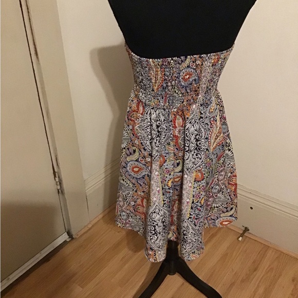 Pink and Blue Strapless Sundress for Cocktail Occasions - Picture 2 of 6